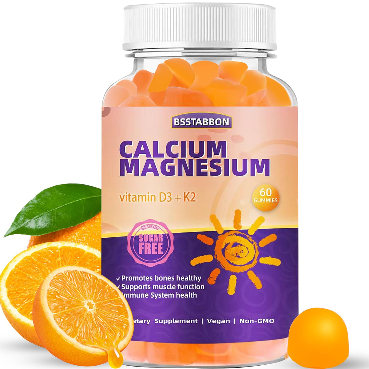 BSSTABBON Calcium Magnesium Zinc Gummies front view