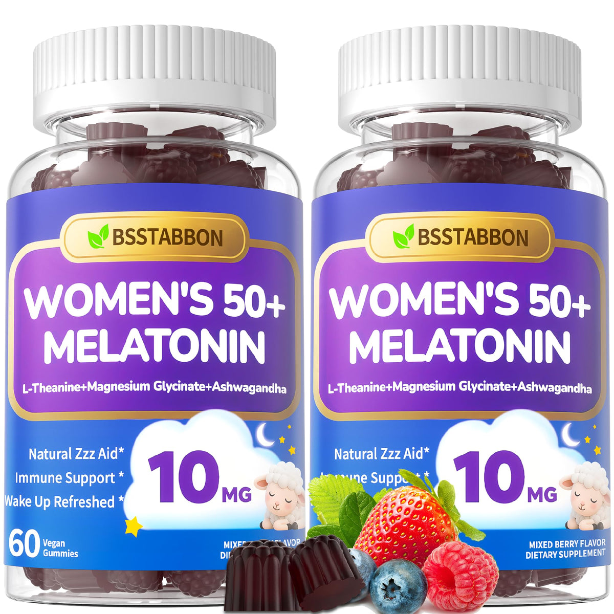 BSSTABBON Melatonin Gummies 10mg front view, 60 count