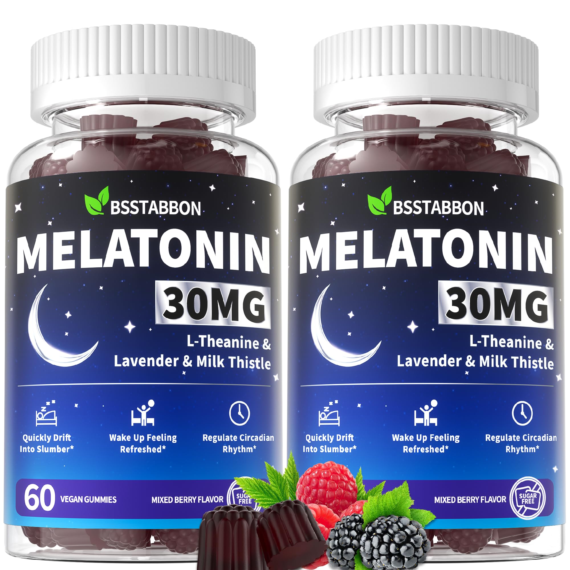 BSSTABBON Melatonin Gummies 30mg front view of the bottle