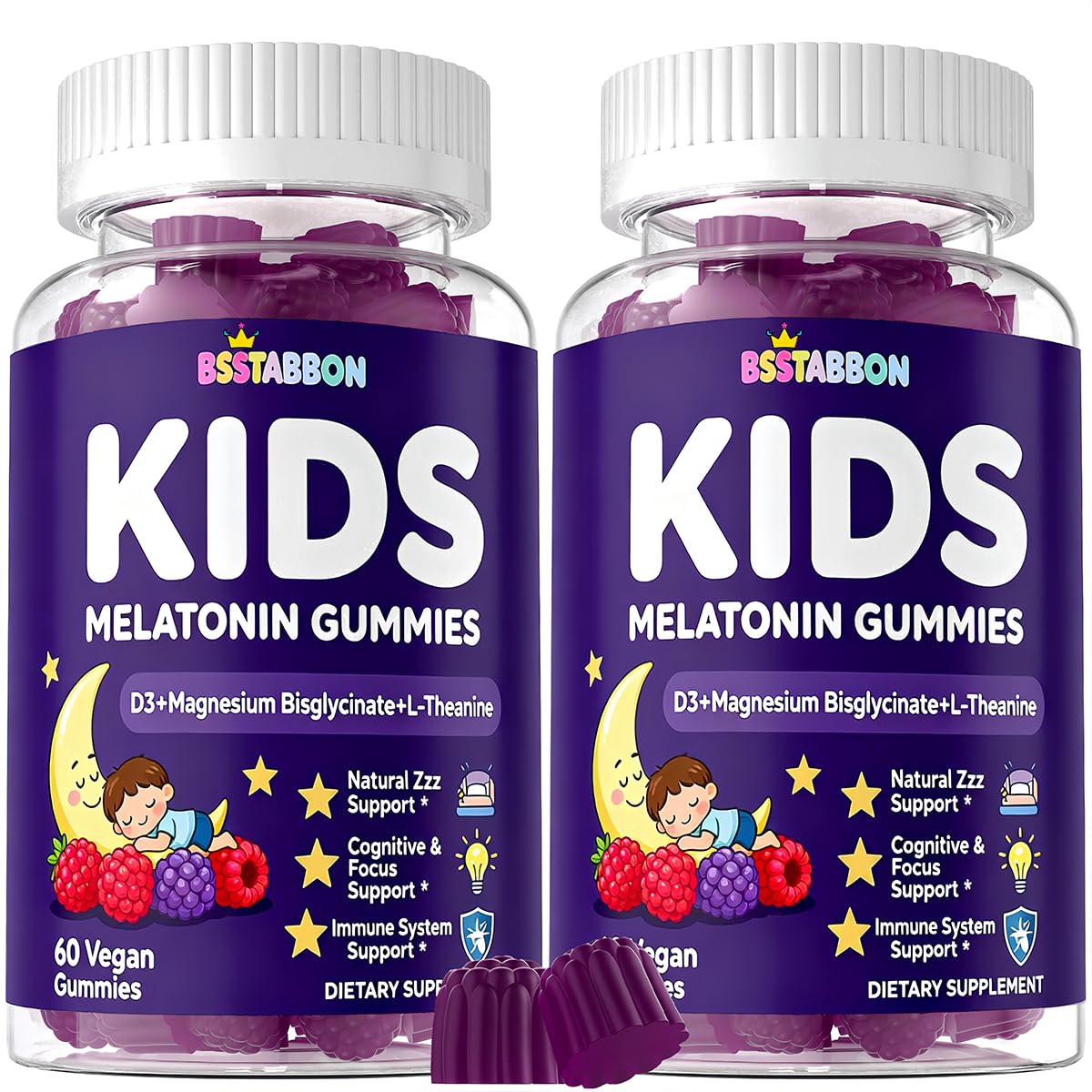 BSSTABBON Melatonin Gummies for Kids 1mg front view
