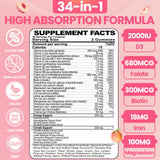 BSSTABBON Women's Multivitamin Gummy peach flavour gummies