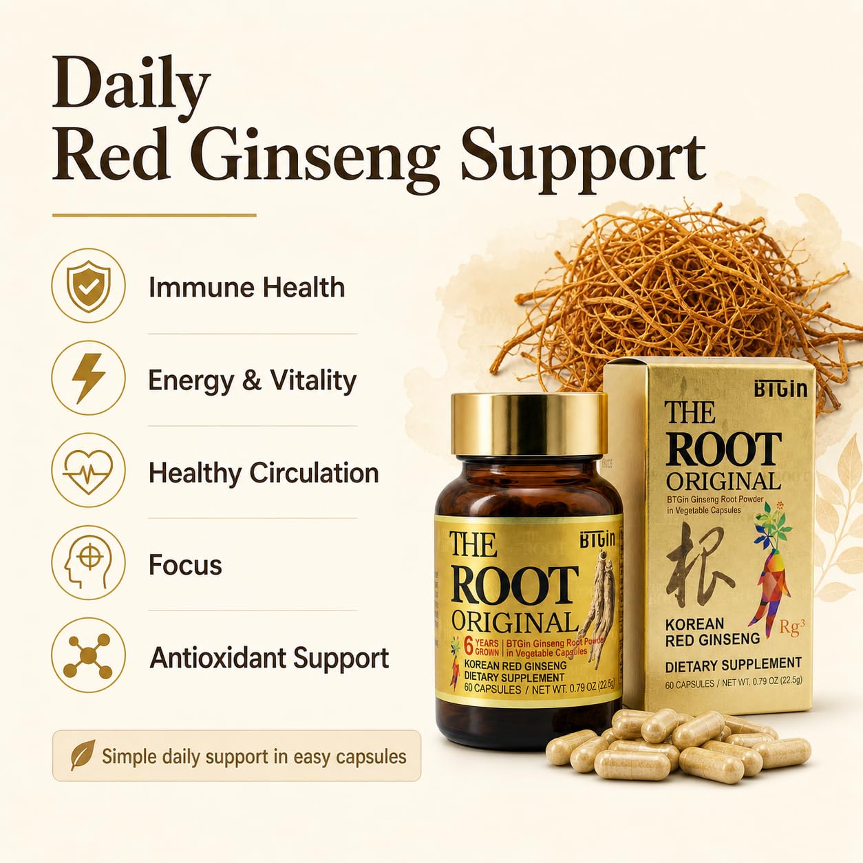 BTGIN Korean Red Ginseng Powder in a bowl