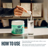 BUBS Naturals Creatine Monohydrate 450g on a gym bench