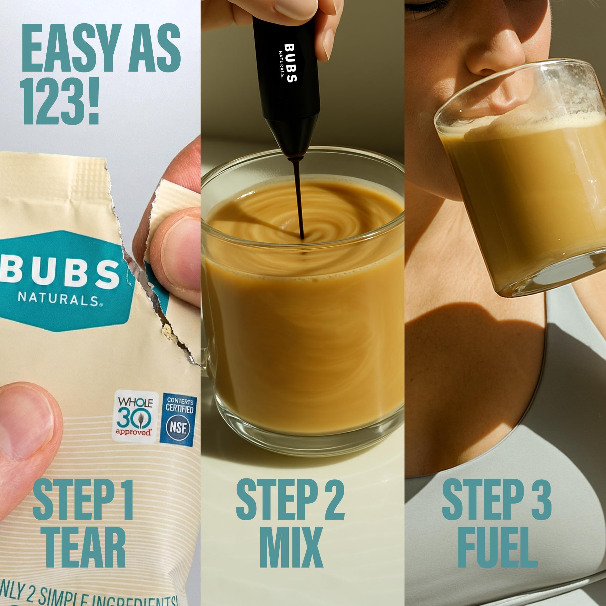 BUBS Naturals MCT Oil Powder 249g in a smoothie