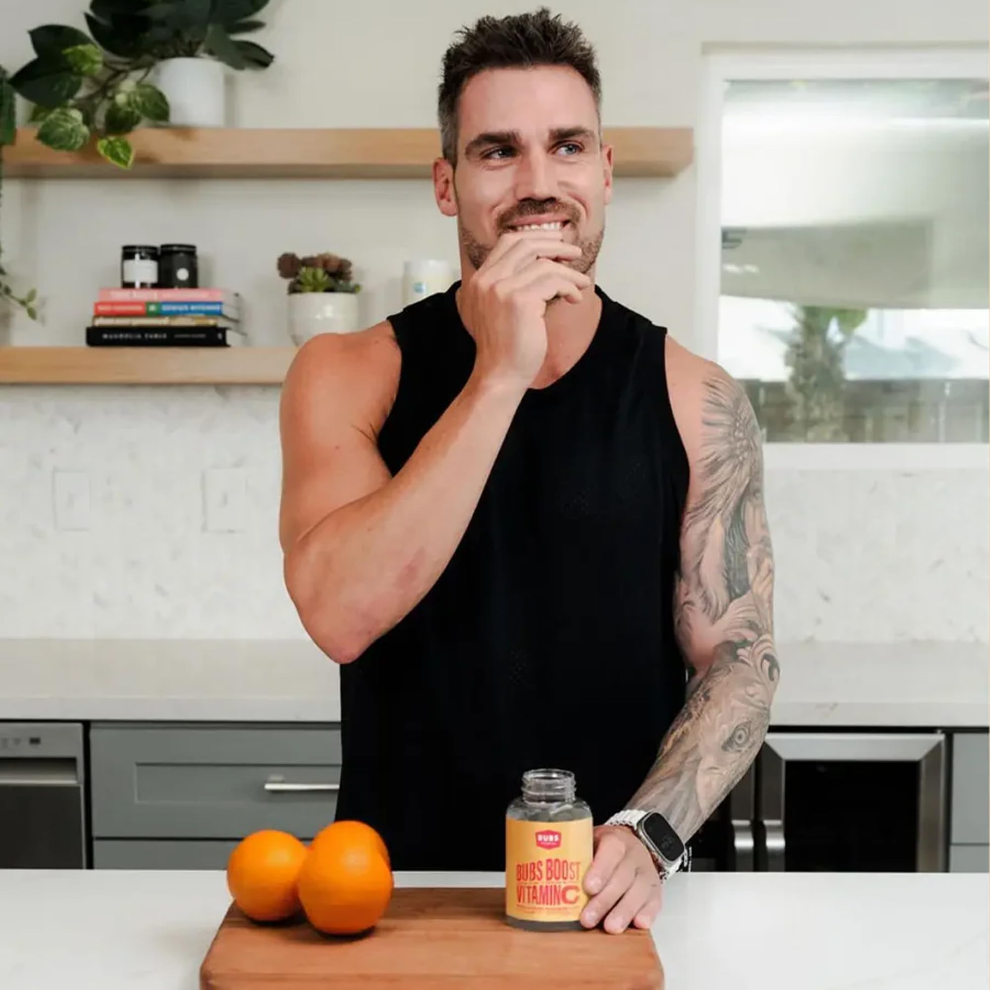 BUBS Naturals Vitamin C with Bioflavonoids on a kitchen counter