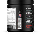 Bucked Up BCAA 2-1-1 Blood Raz flavour mixed in a glass