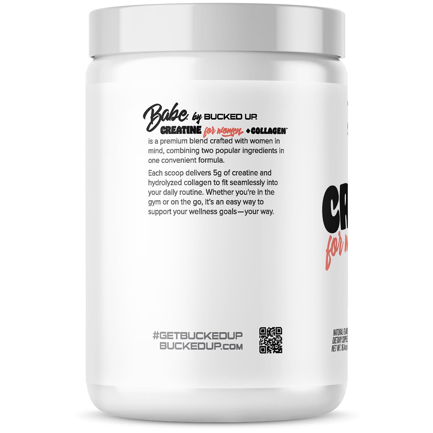 Bucked Up Creatine + Collagen for Women 363g scoop with powder