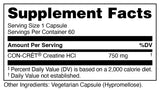 Bucked Up Creatine HCl 750mg capsules side view