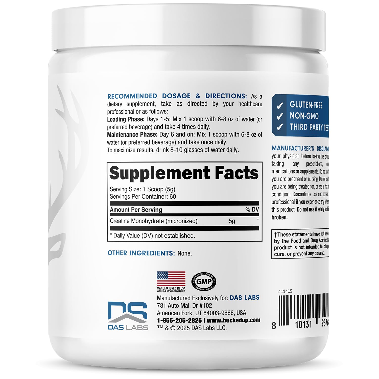 Bucked Up Creatine Monohydrate 300g container with scoop