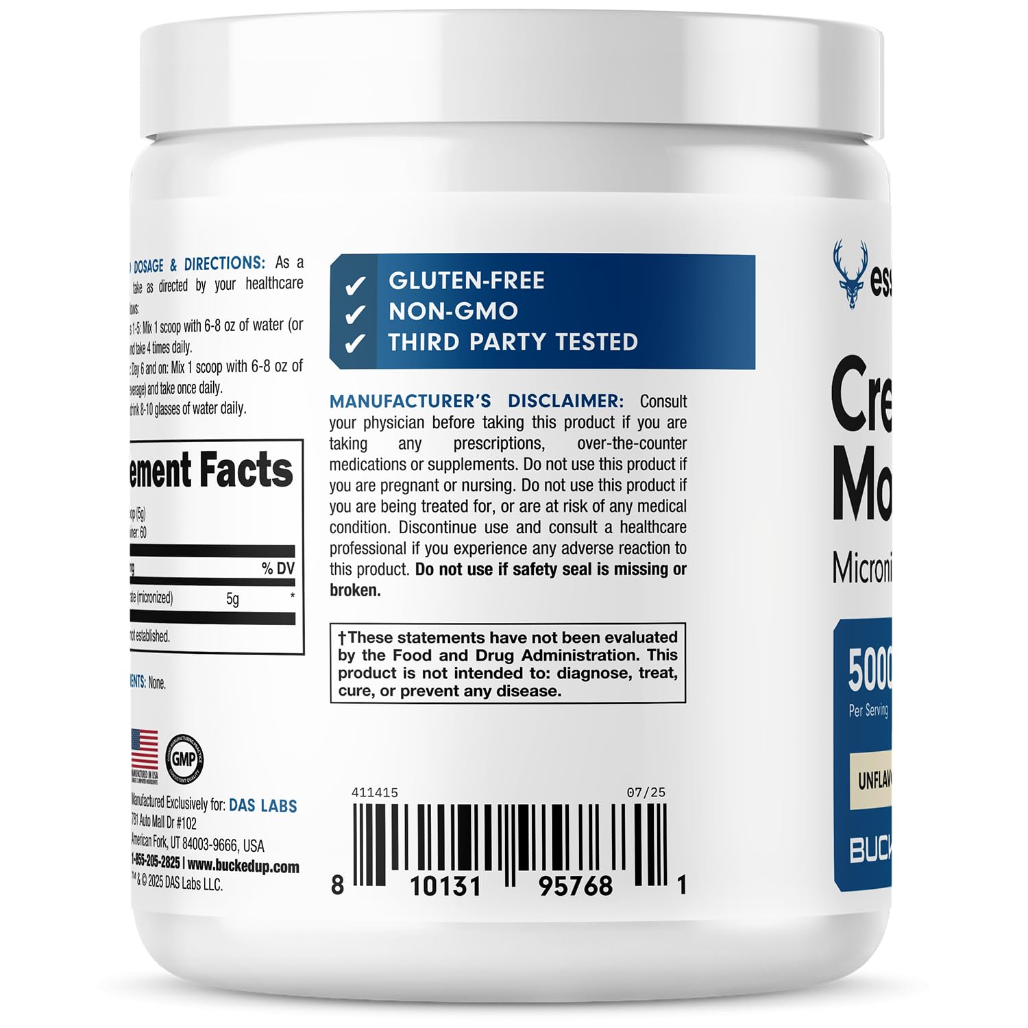 Bucked Up Creatine Monohydrate 300g powder in a glass of water