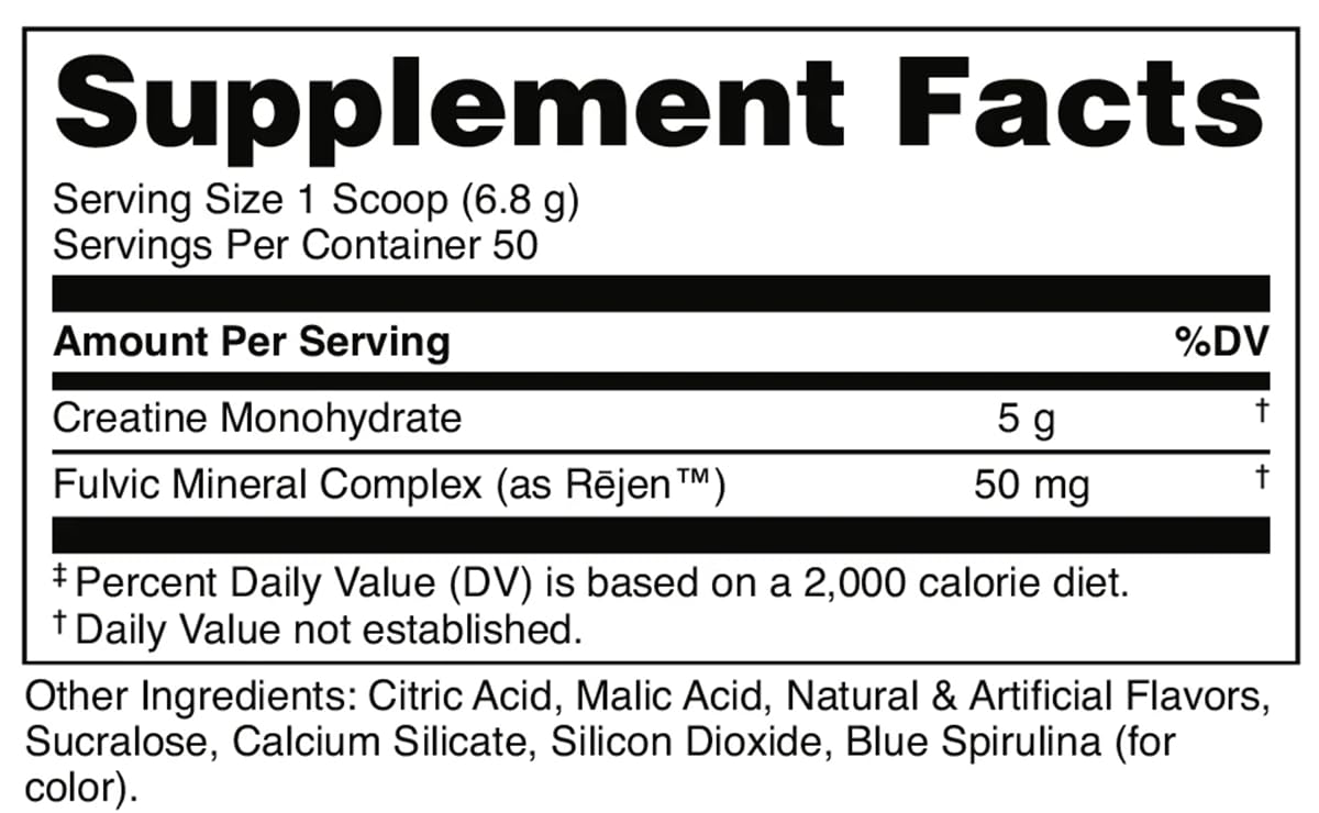 Bucked Up Creatine Monohydrate Blue Raspberry 423g back view