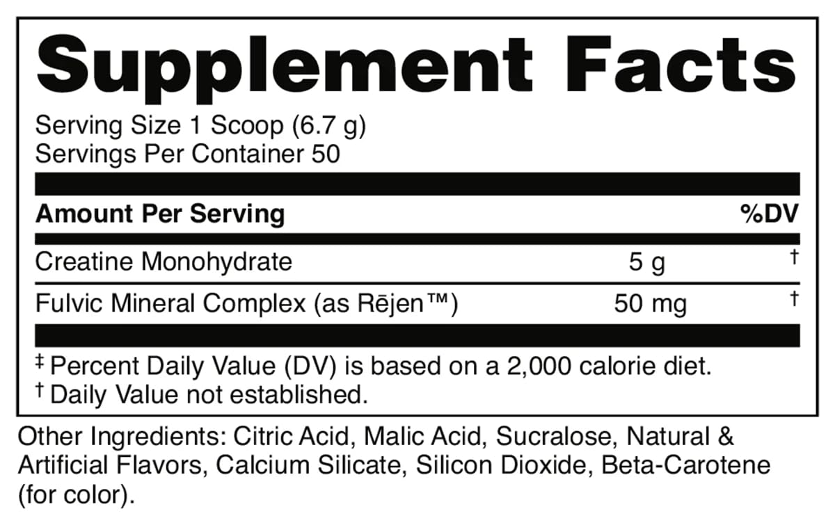 Bucked Up Creatine Monohydrate Mango Pineapple 423g back view
