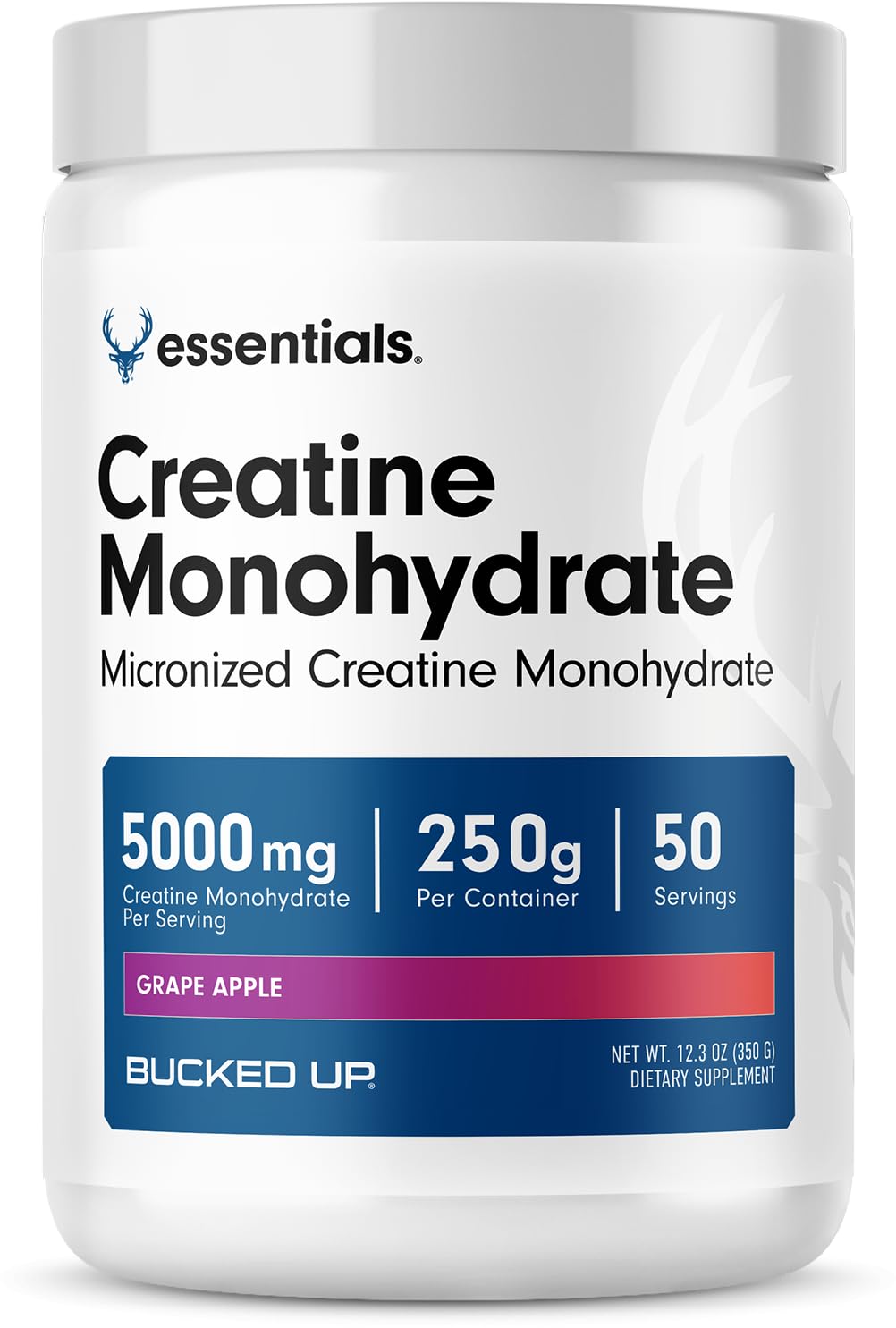 Bucked Up Creatine Monohydrate Powder 423g Grape Apple front view