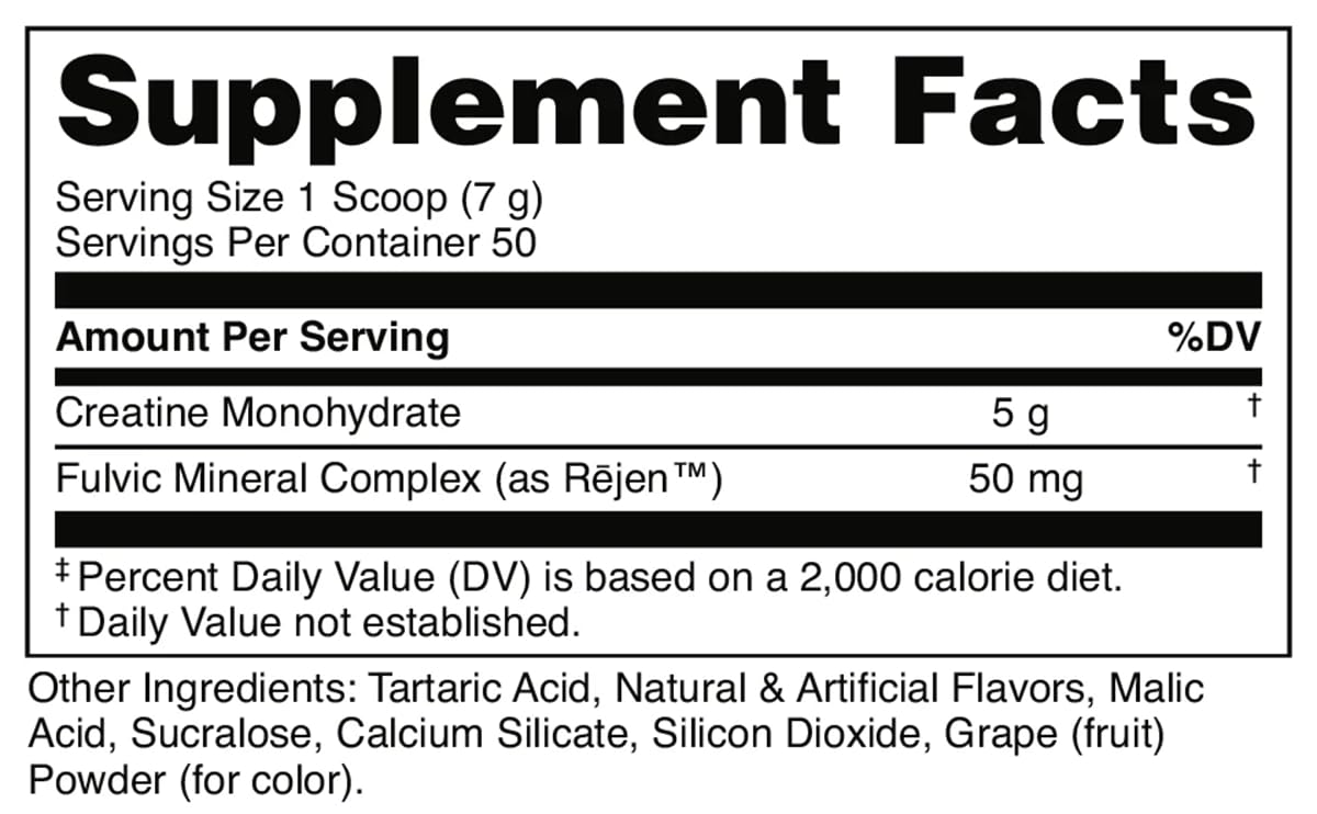 Bucked Up Creatine Monohydrate Powder 423g Grape Apple packaging