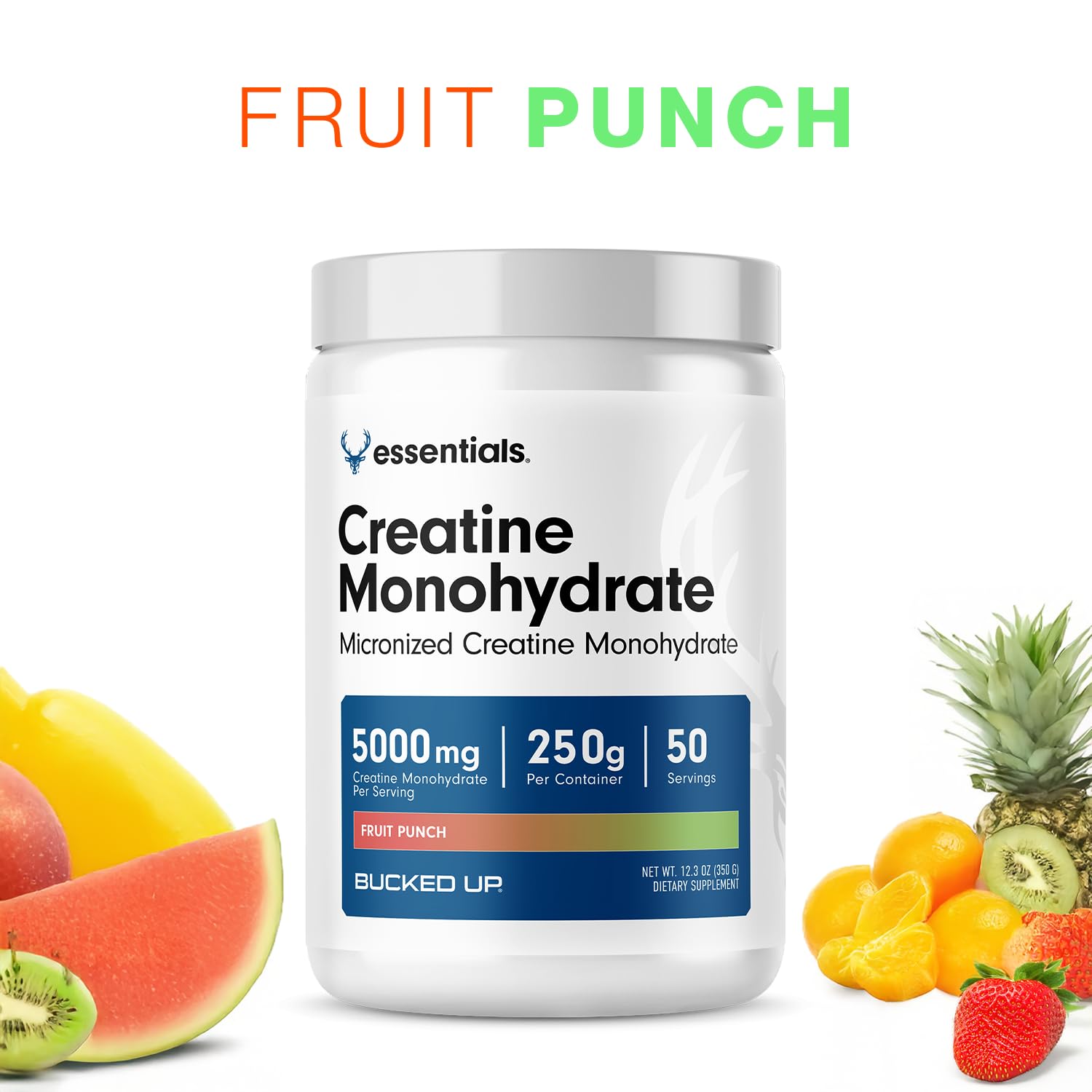 Bucked Up Creatine Monohydrate Powder 423g side view
