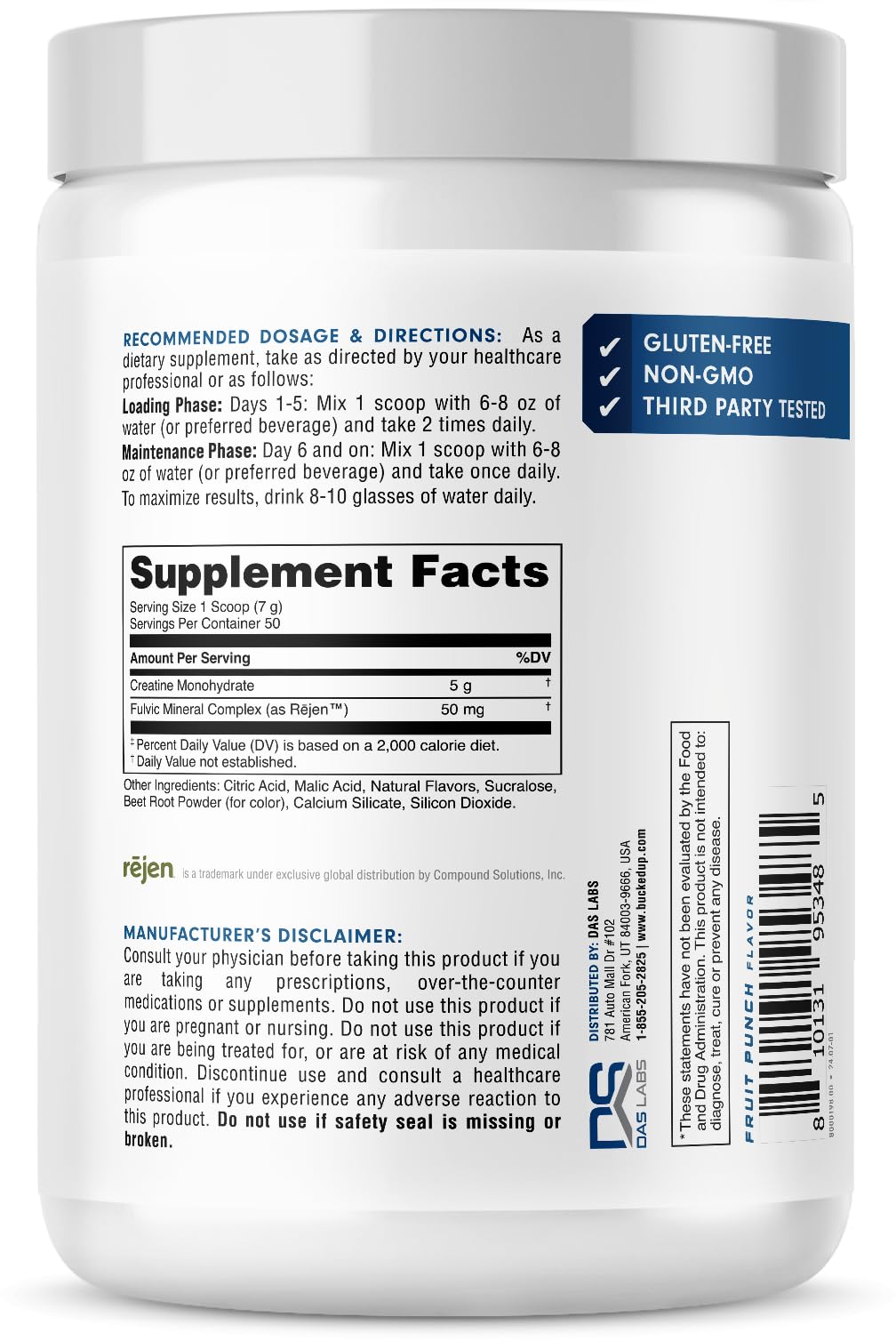 Bucked Up Creatine Monohydrate Powder 423g with scoop
