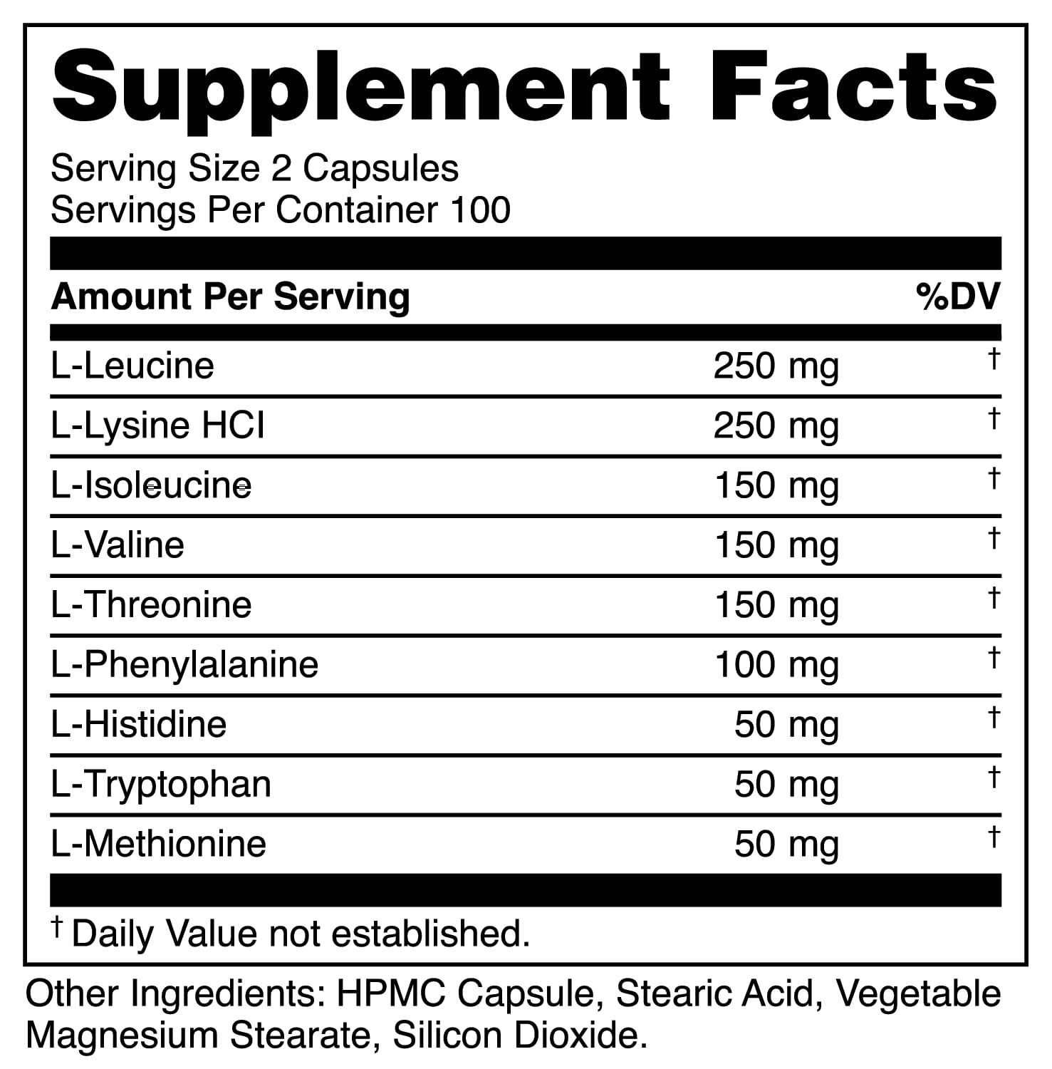 Bucked Up EAA Capsules showing capsule size and count