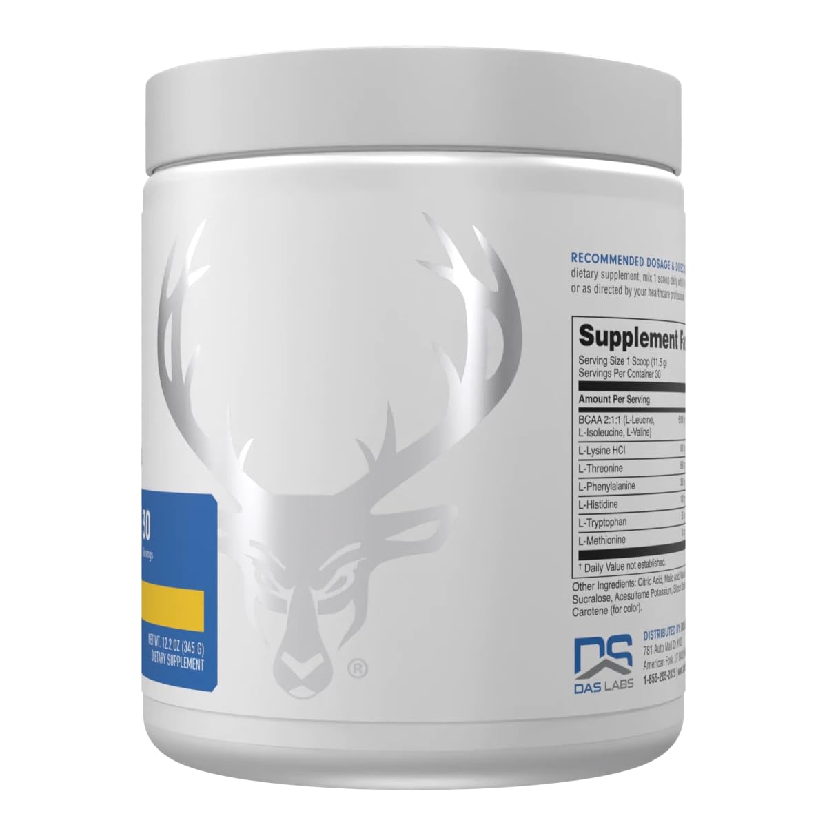 Bucked Up Essential Amino Acids nutritional information on the back