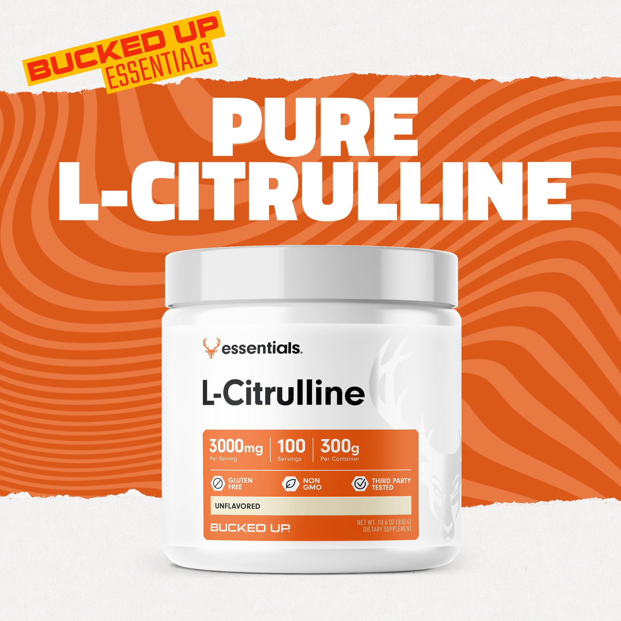 Bucked Up L-Citrulline Powder container with lid open