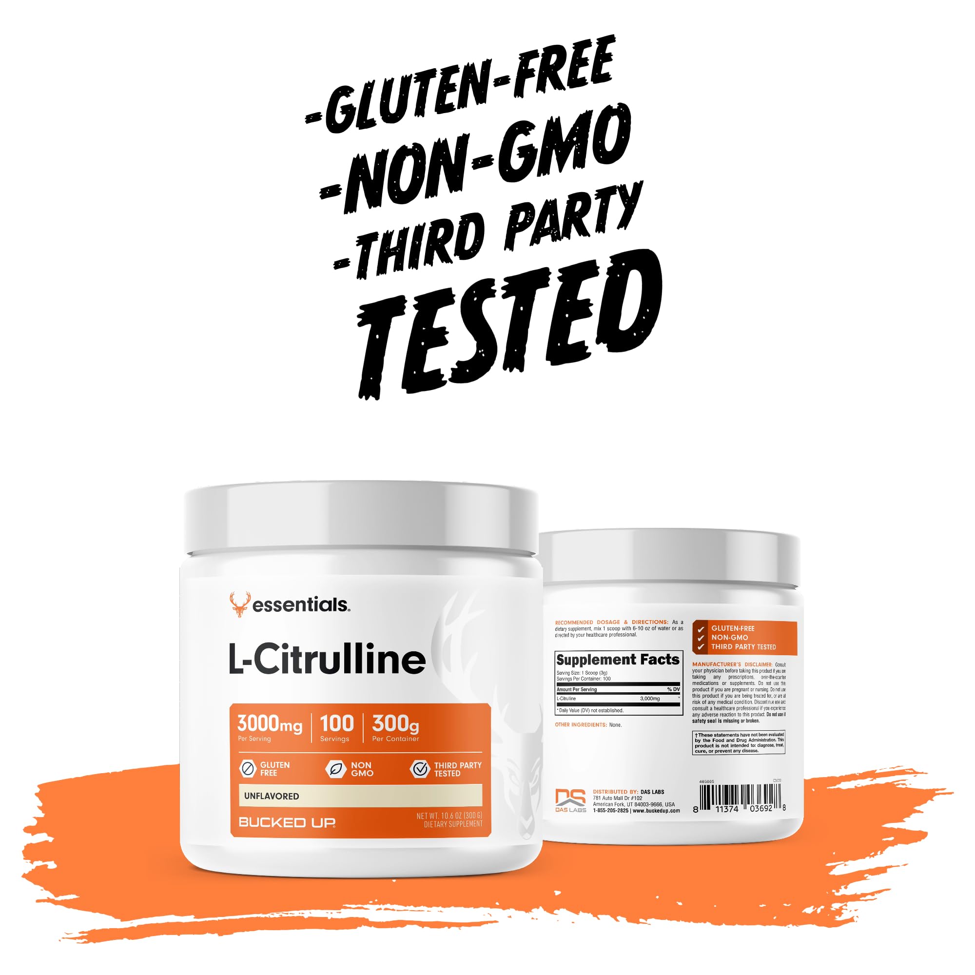 Bucked Up L-Citrulline Powder displayed on a kitchen counter