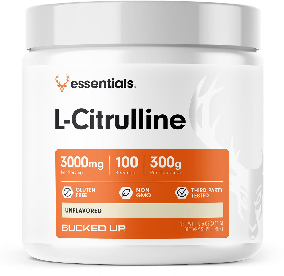 Bucked Up L-Citrulline Powder front view with secure lid