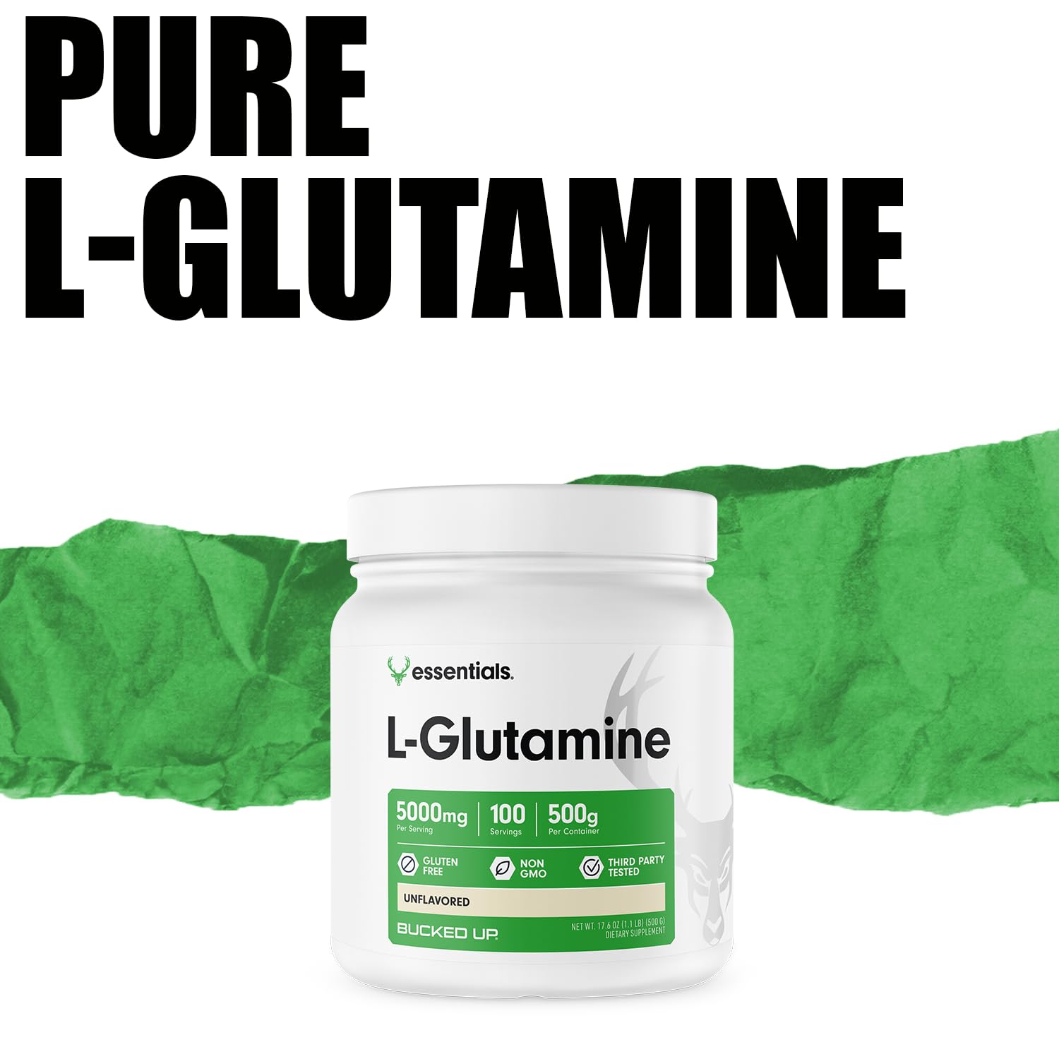 Bucked Up L-Glutamine Powder 500g unflavoured powder scoop