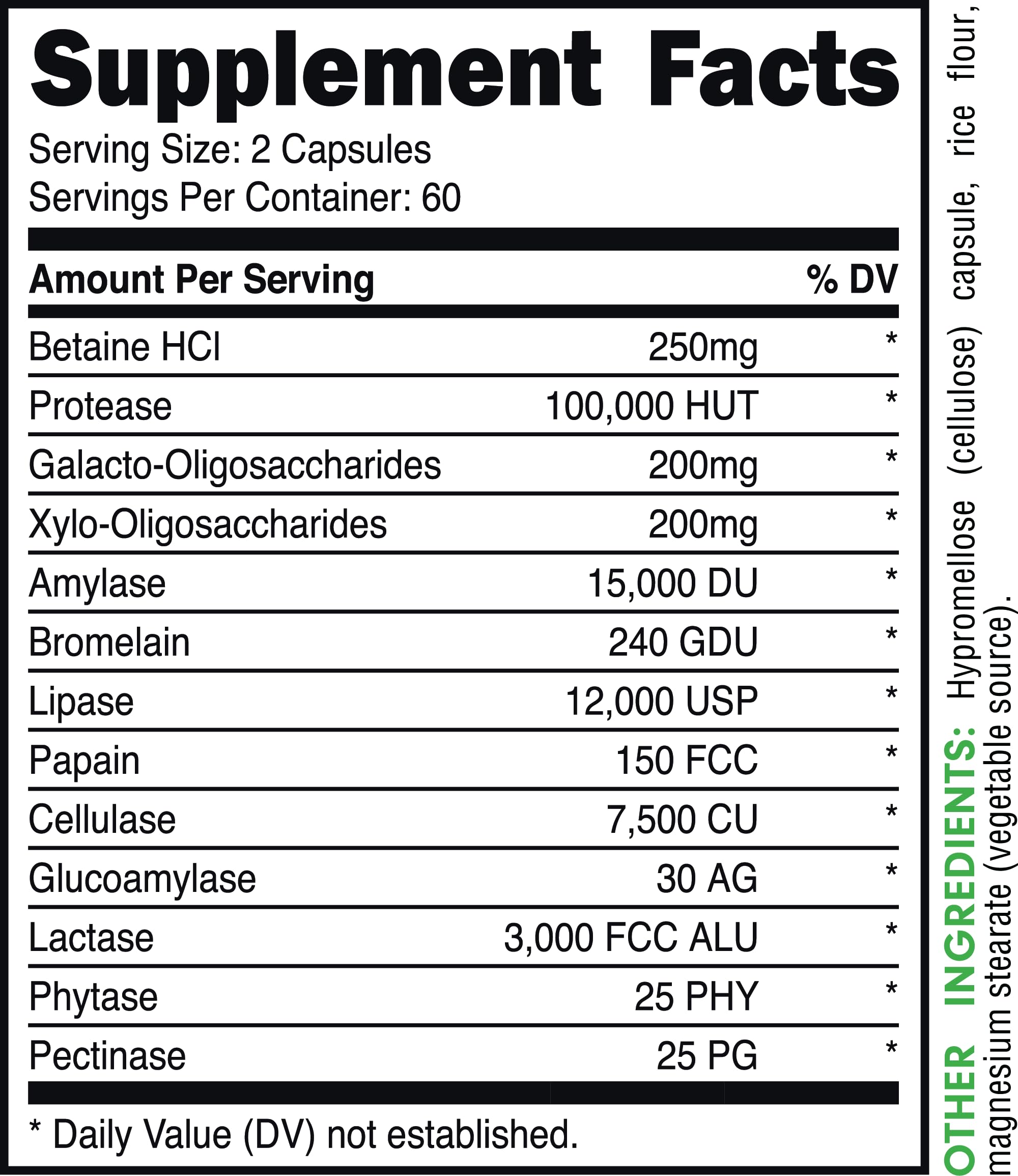 Bucked Up Multi-Enzymes 120 capsules bottle side view