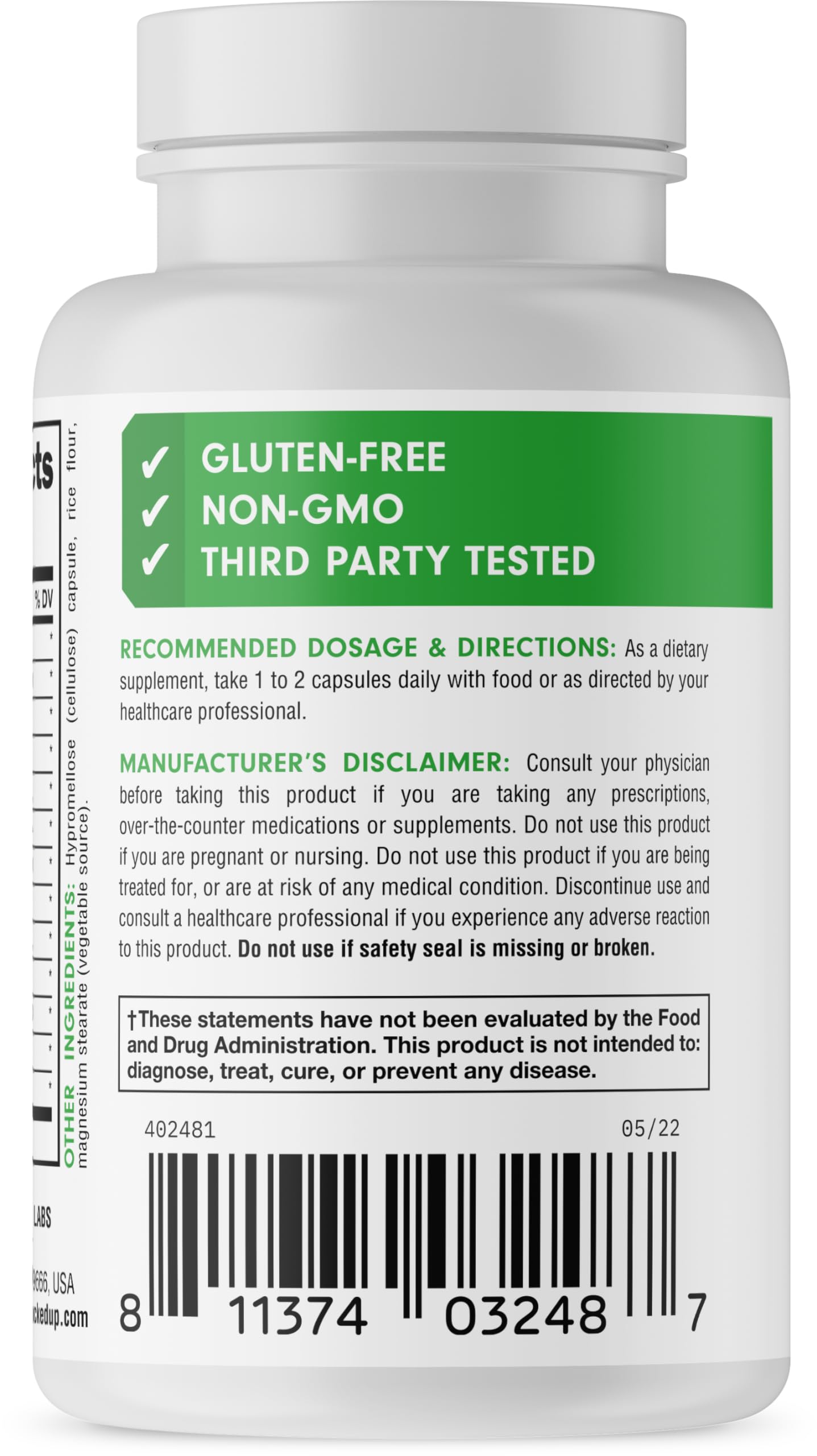 Bucked Up Multi-Enzymes bottle with capsules on a table