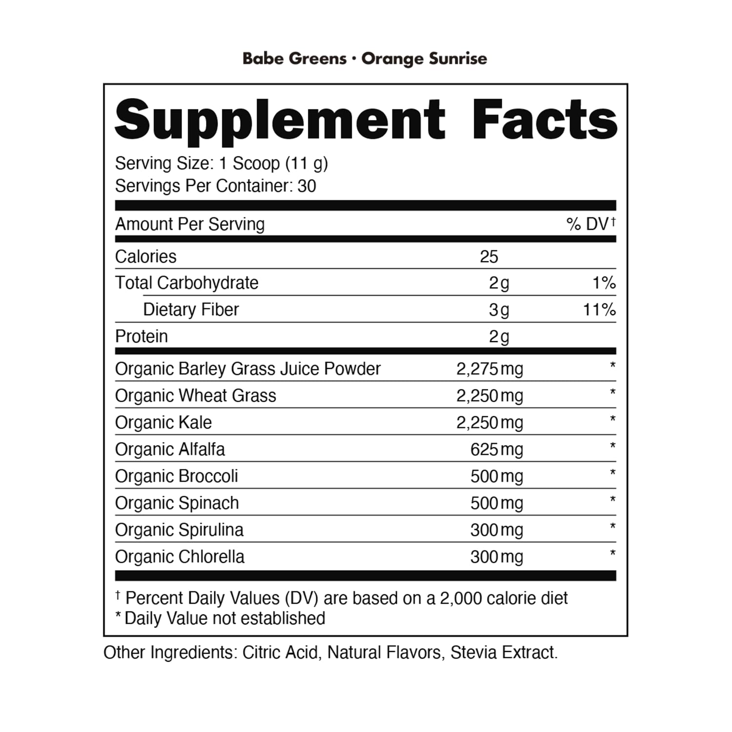 Bucked Up Organic Greens Powder 408g back view