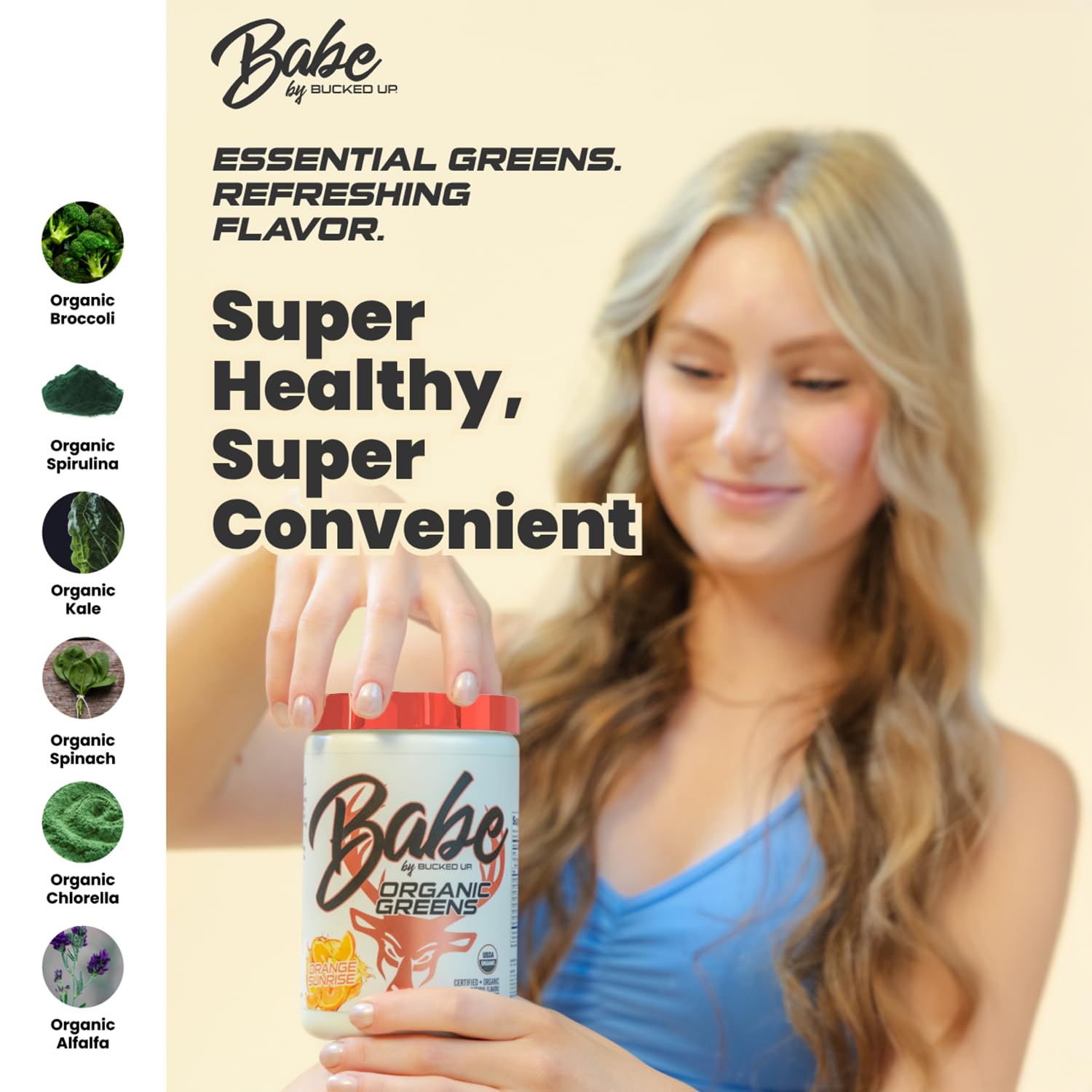 Bucked Up Organic Greens Powder 408g packaging