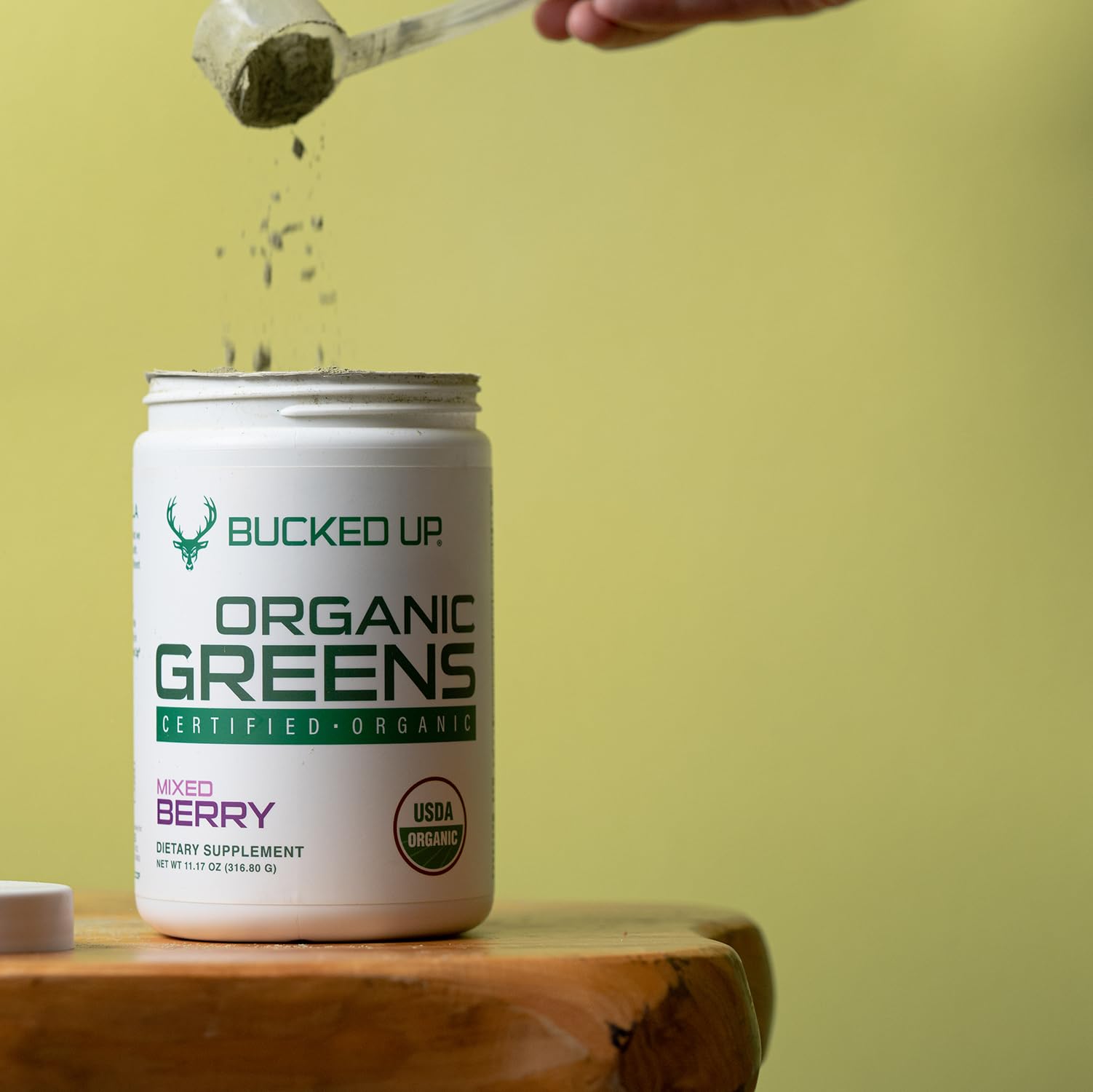 Bucked Up Organic Greens Superfood Powder 399g back view