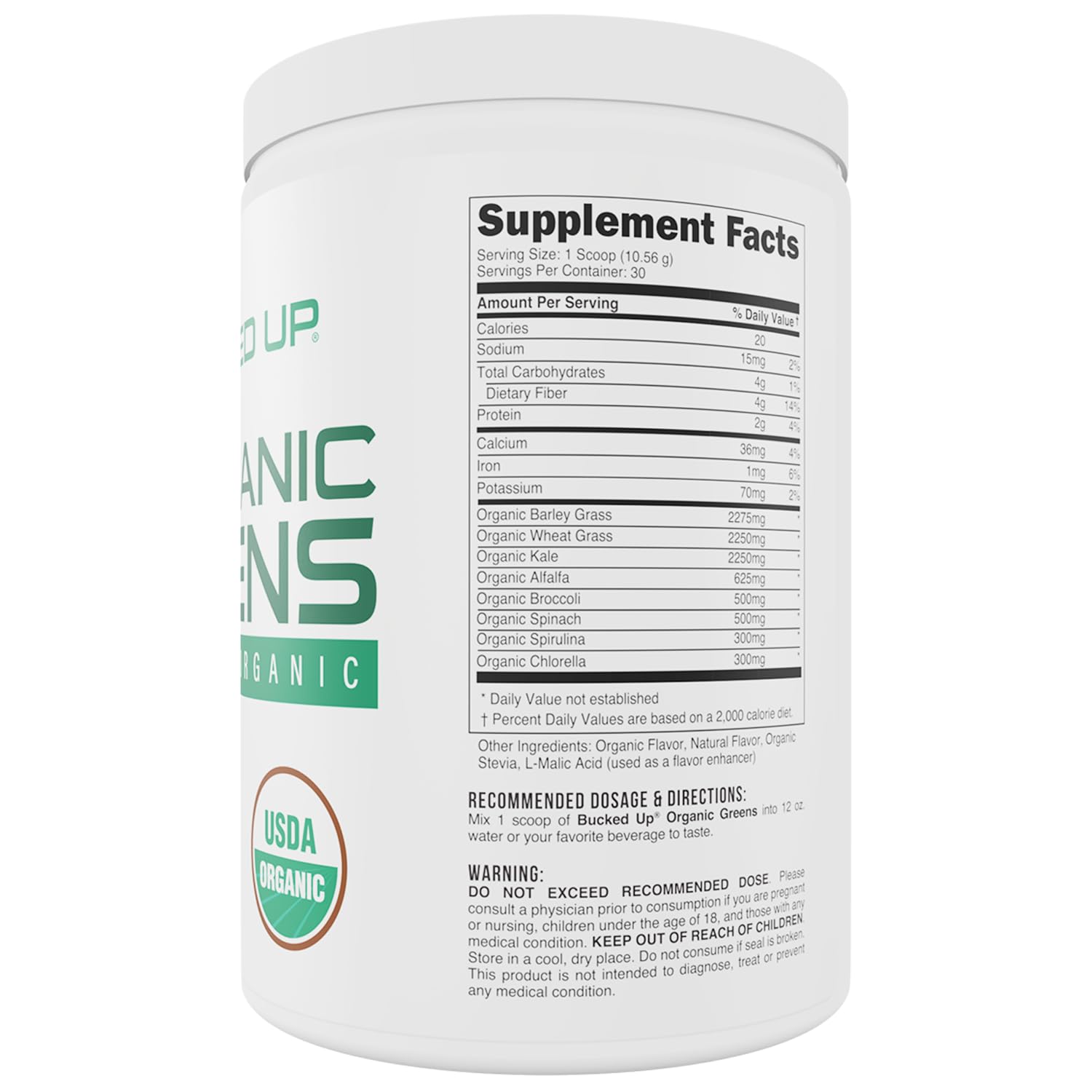 Bucked Up Organic Greens Superfood Powder 399g ingredients list