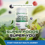 Bucked Up Organic Greens Superfood Powder 399g scoop