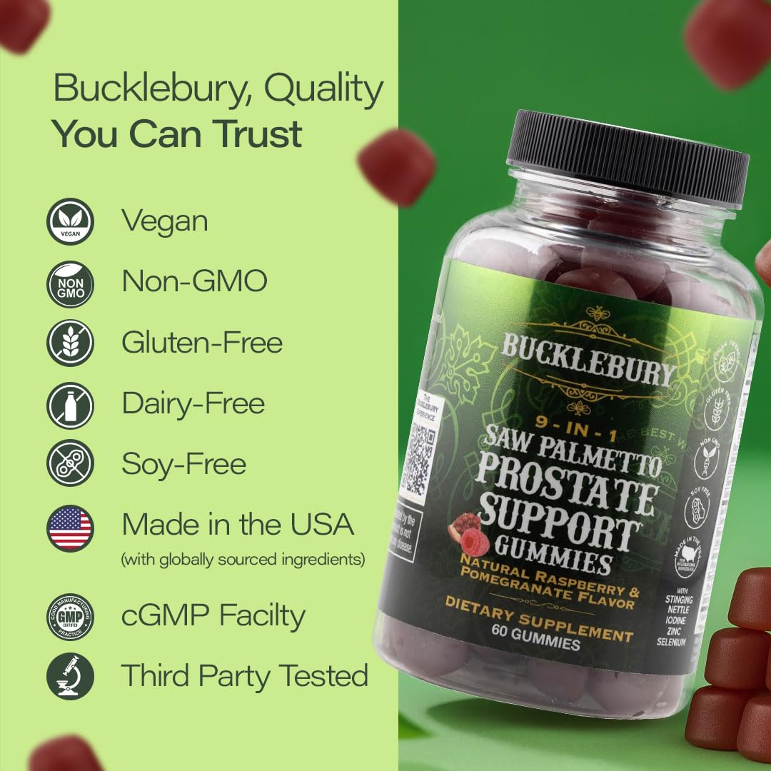 BUCKLEBURY Saw Palmetto Gummies 9-in-1 back view