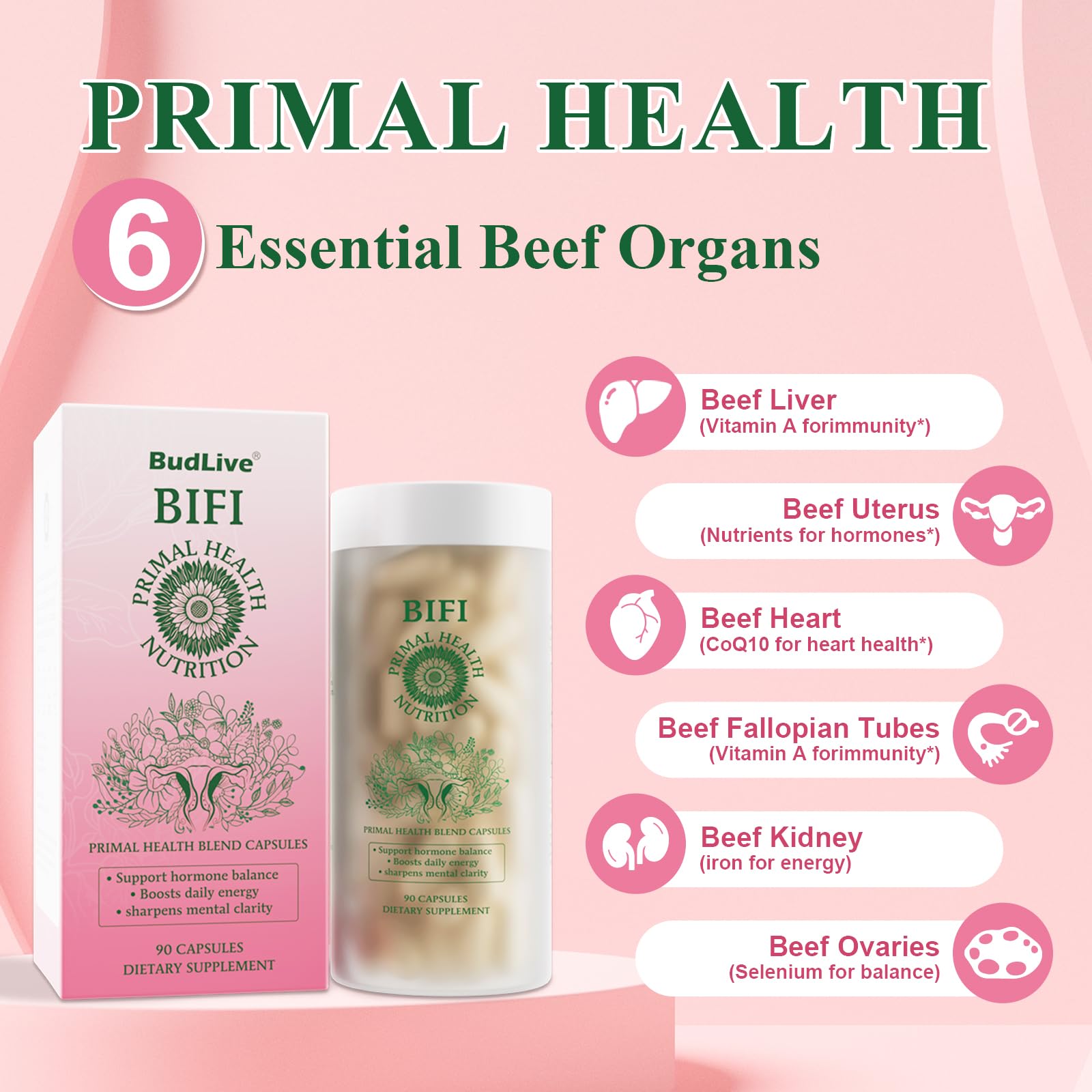 BudLive Beef Organ Supplement for Women bottle with label
