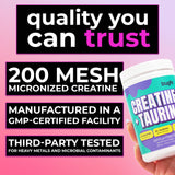 Bugfe Creatine Monohydrate with Taurine mixed in a glass