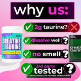 Bugfe Creatine Monohydrate with Taurine on a gym bench