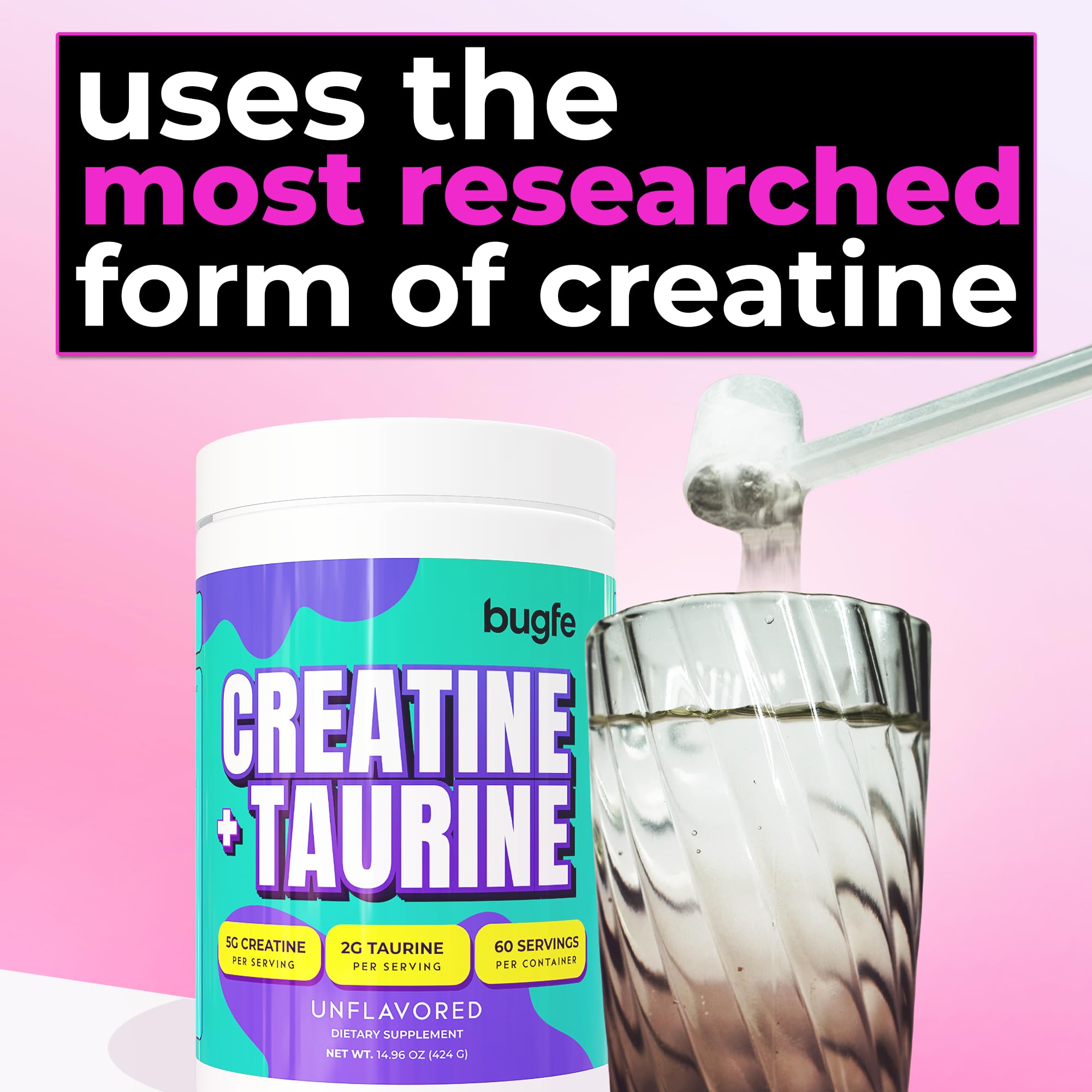 Bugfe Creatine Monohydrate with Taurine with workout gear