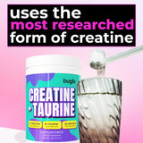 Bugfe Creatine Monohydrate with Taurine with workout gear