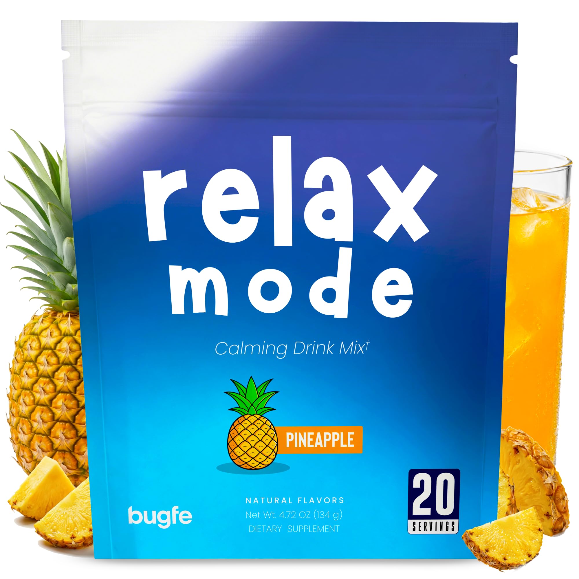 Bugfe daily wellness Calming Drink Powder Mix packaging front view