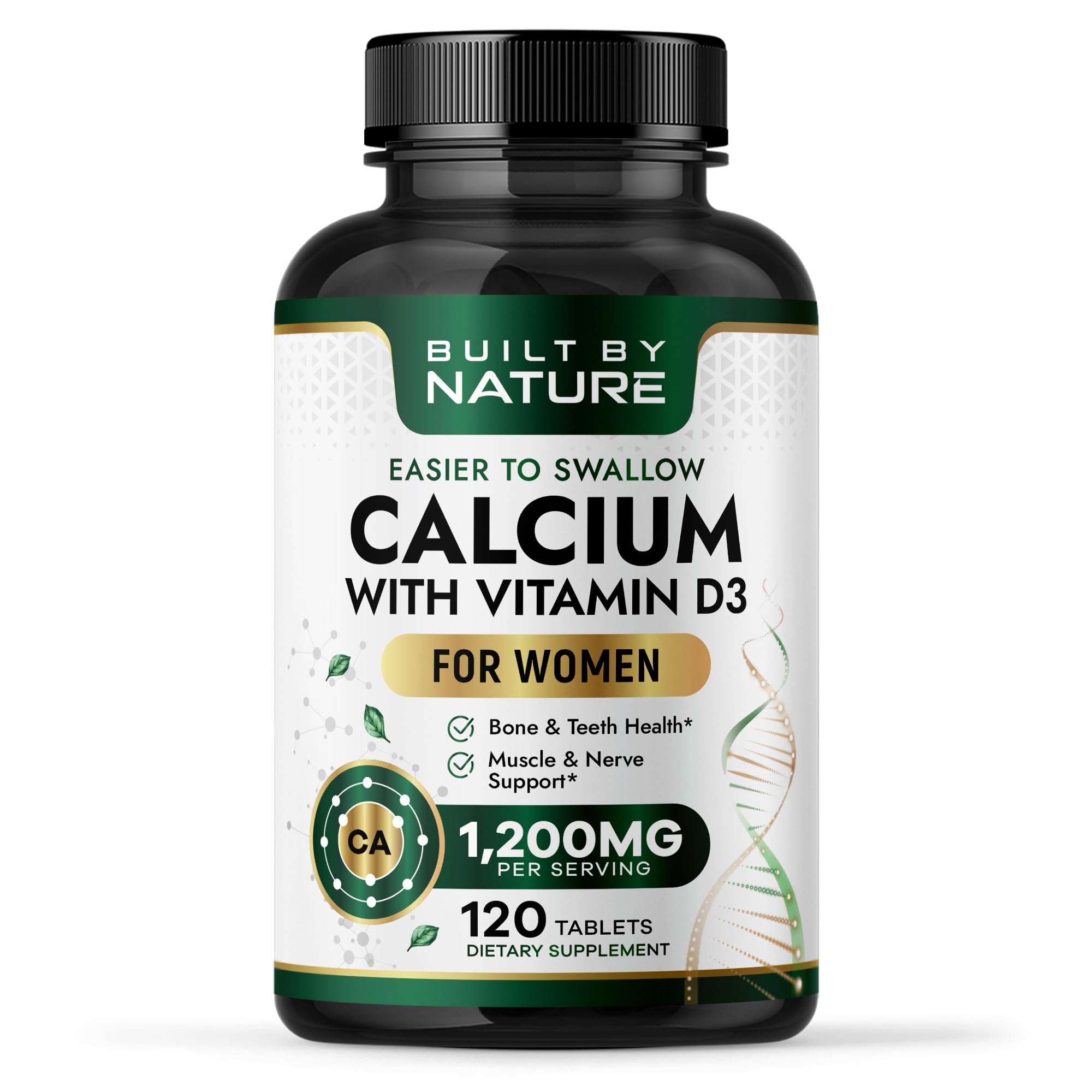 Built by Nature Calcium Supplement 120 Tablets front view