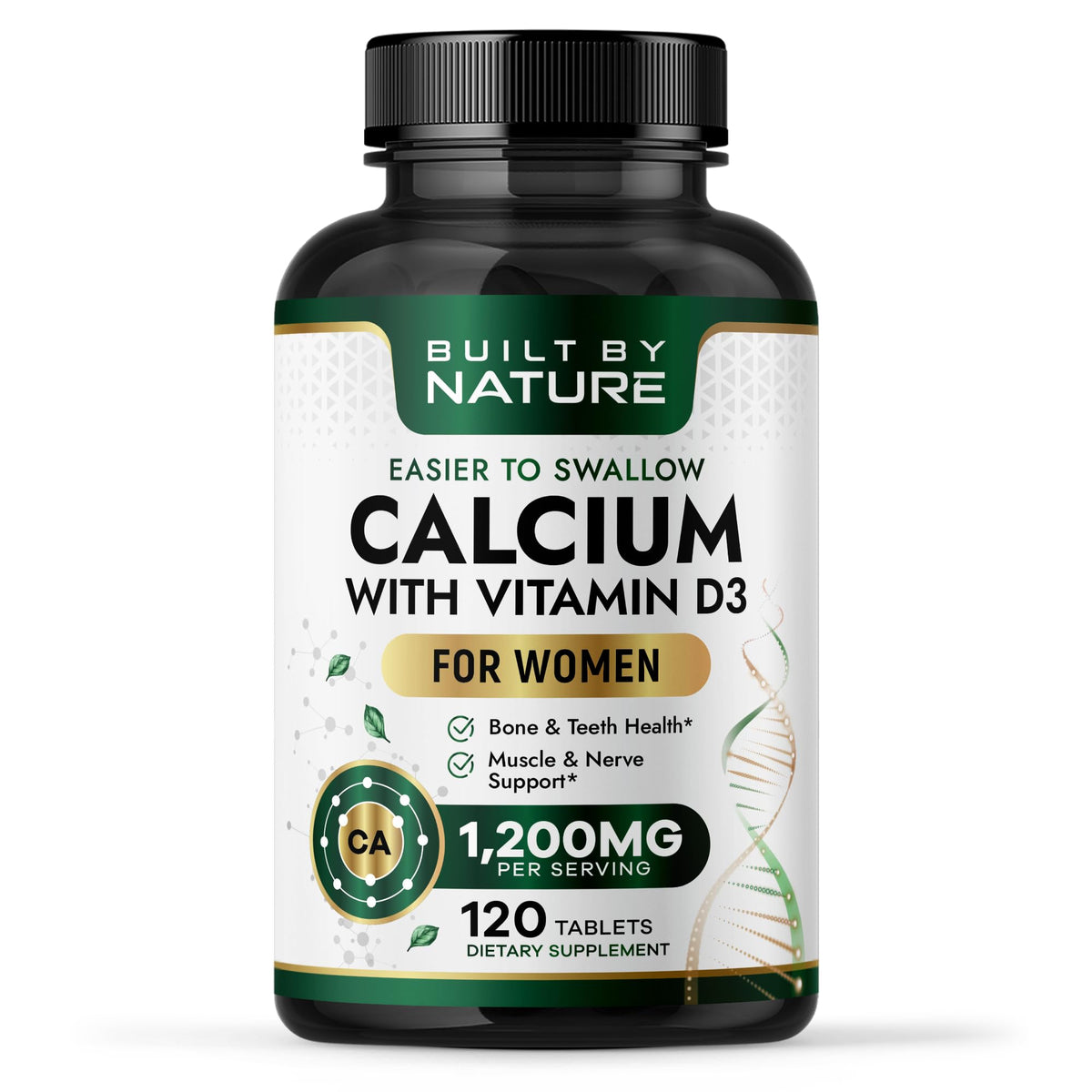Built by Nature Calcium Supplement 120 Tablets front view