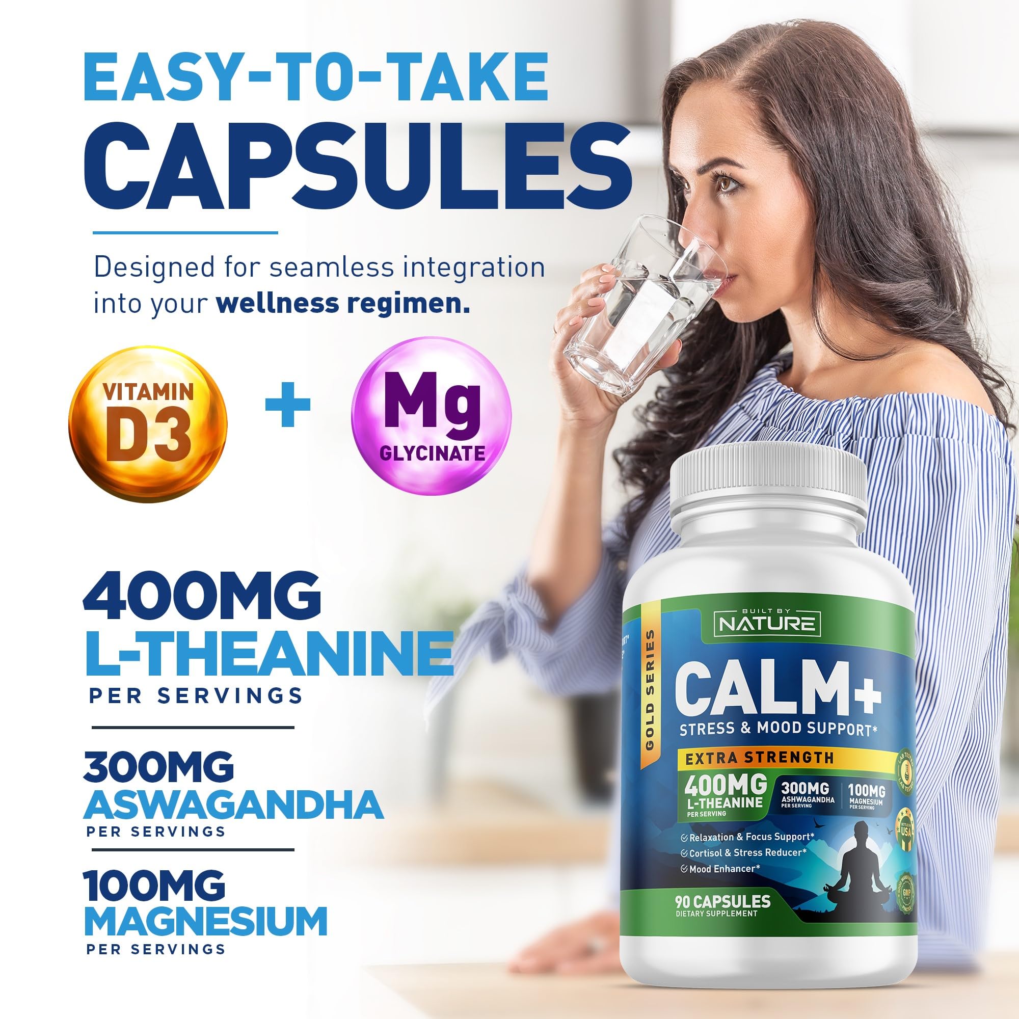 Built by Nature Calm+ Sleep Supplement Capsules close-up of capsules
