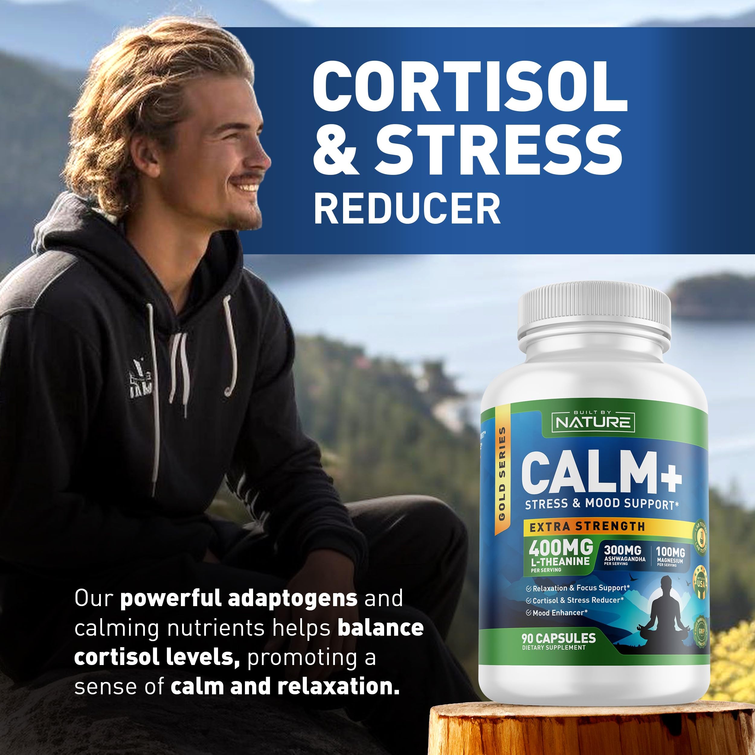 Built by Nature Calm+ Sleep Supplement Capsules opened bottle