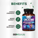 Built by Nature Creatine Monohydrate Capsules with dosage details