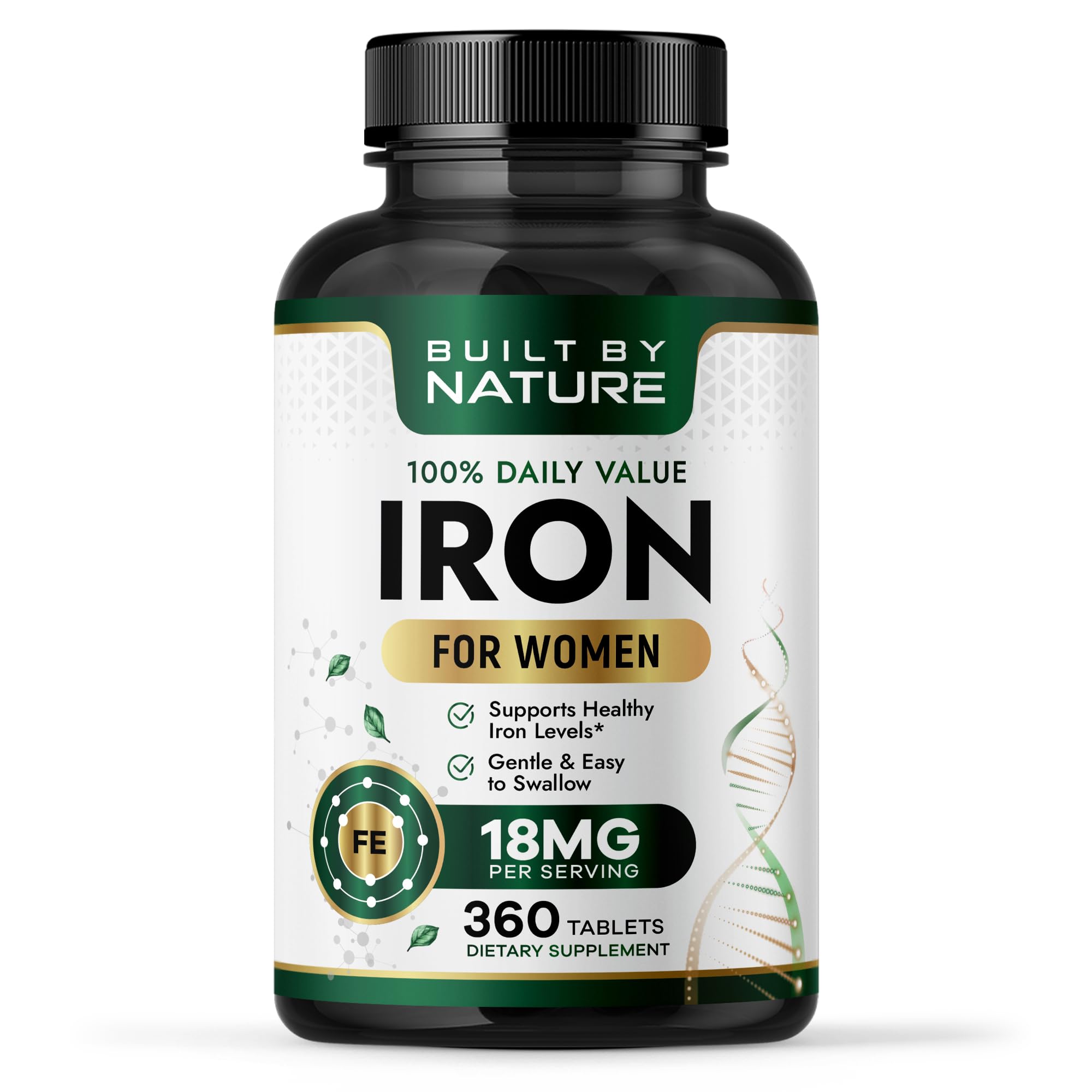 Built by Nature Iron Supplement 18mg Tablets front view