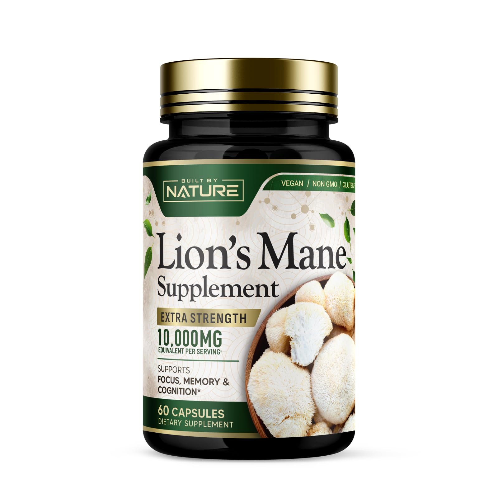 Built by Nature Lion’s Mane Mushroom Supplement front view