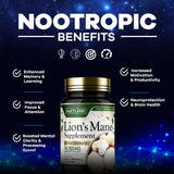 Built by Nature Lion’s Mane Mushroom Supplement label close-up