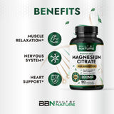 Built by Nature Magnesium Citrate 300mg supplement bottle side view