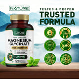 Built by Nature Magnesium Glycinate 1000mg capsules displayed with a glass of water